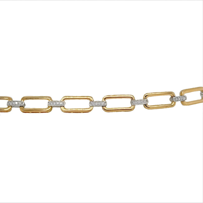 Diamond (0.25 ctw) gold link bracelet, 14k yellow gold 10.6 gram