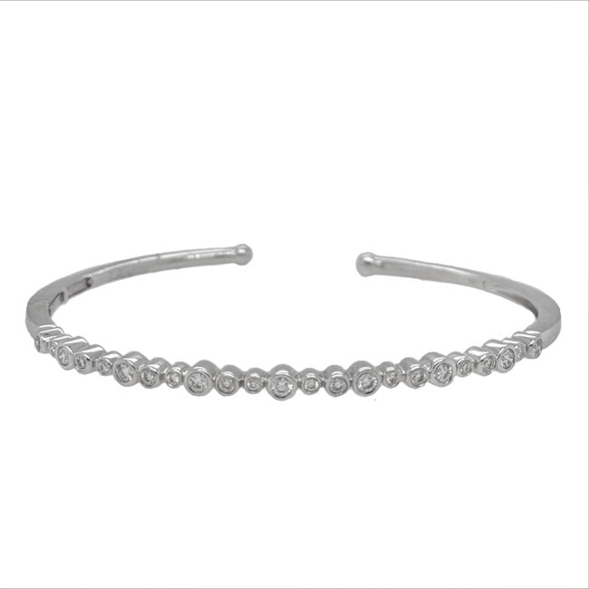 Diamond (0.57ctw) bezel set bangle bracelet, 14k white gold