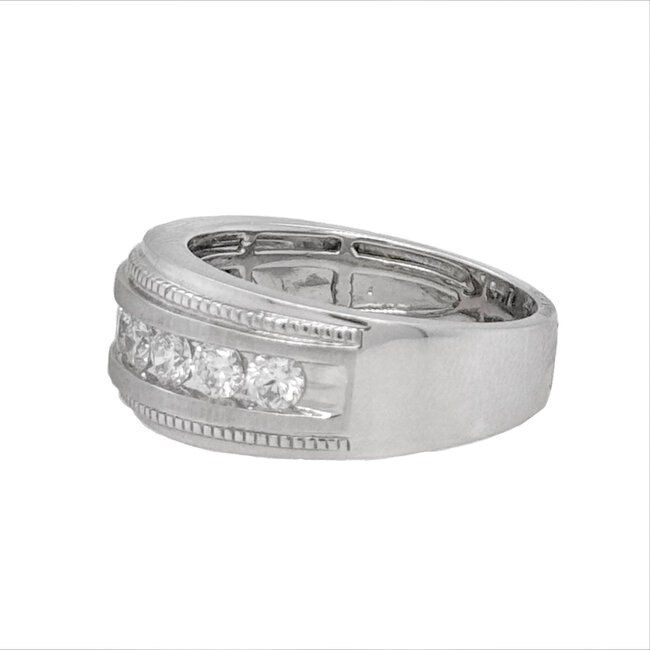 Diamond (0.96 ctw) channel set milgrain band 14k white gold