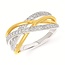 Diamond (0.33 ctw) criss-cross fashion ring 14k white & yellow gold 3.5 gr