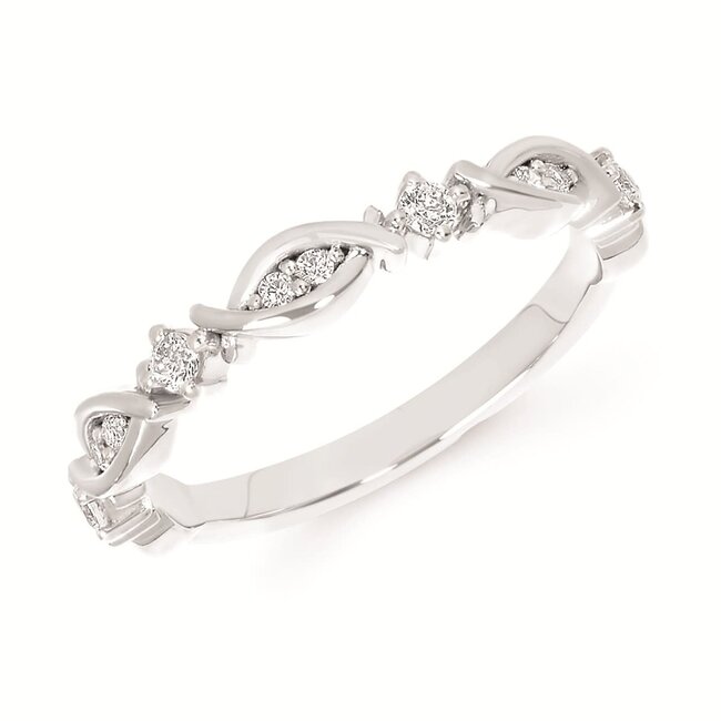 Diamond (0.17 ctw) round/marquise band 14k white gold 2.5 gr