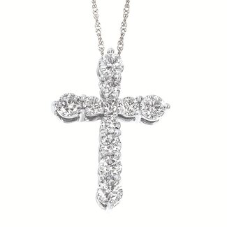 Diamond (1.0 ctw) cross pendant 14k white gold 3.3 gr