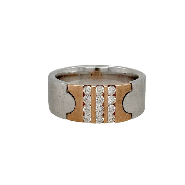 Diamond Puzzle Piece Men's band 14k rose & white gold