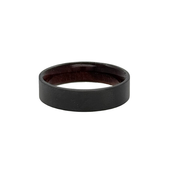 6mm zirconium flat matte w/ koa wood sleeve size 10