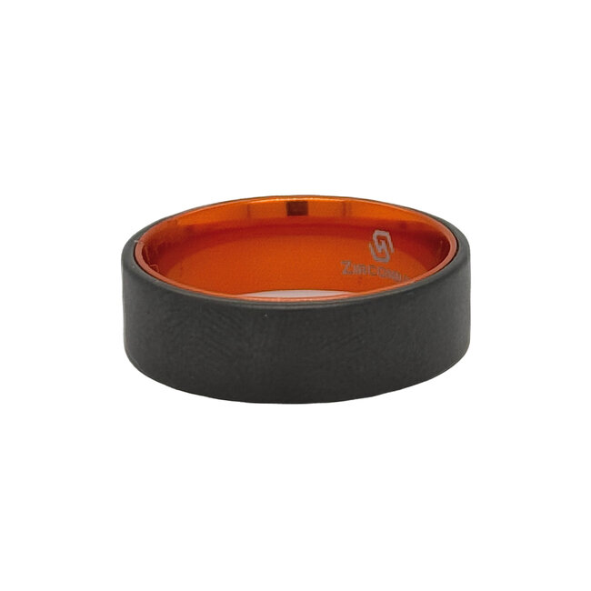 7mm zirconium flat matte finish w/ orange anodized sleeve sz 10