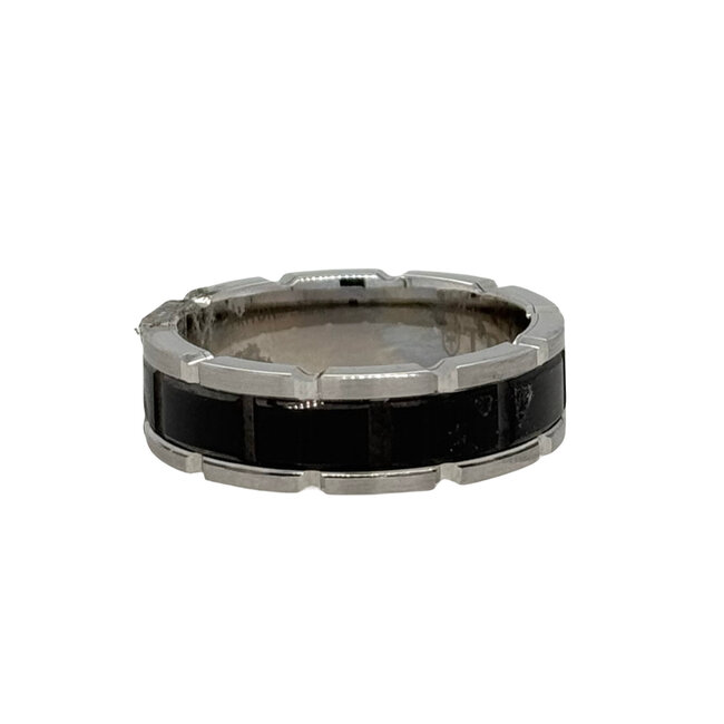 Tungsten black flat edge contemporary wedding band
