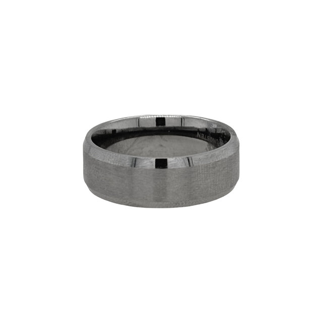 8mm tungsten bevel satin finish center & high polish edges sz 11
