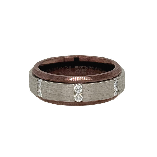 Tungsten brown & silver, diamond (0.36 ctw) band, size 10
