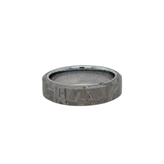 Tungsten beveled edge meteorite band, size 10