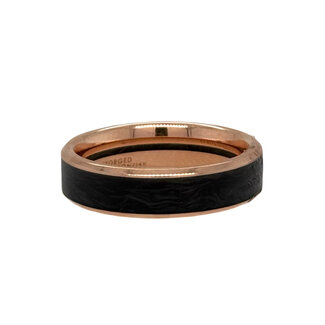 Rose gold 14k forged carbon fiber bevel edge band