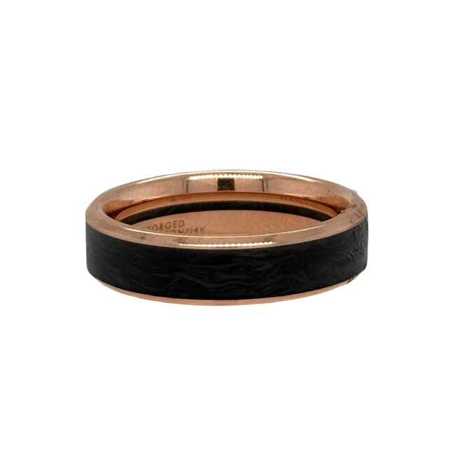 Rose gold 14k forged carbon fiber bevel edge band