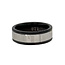 14k white gold & black tungsten serrated cut band, size 10
