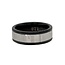 14k white gold & black tungsten serrated cut band, size 10