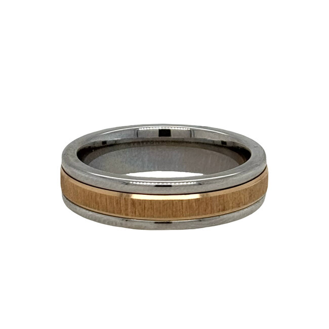 14k yellow gold & white tungsten  band, size 10