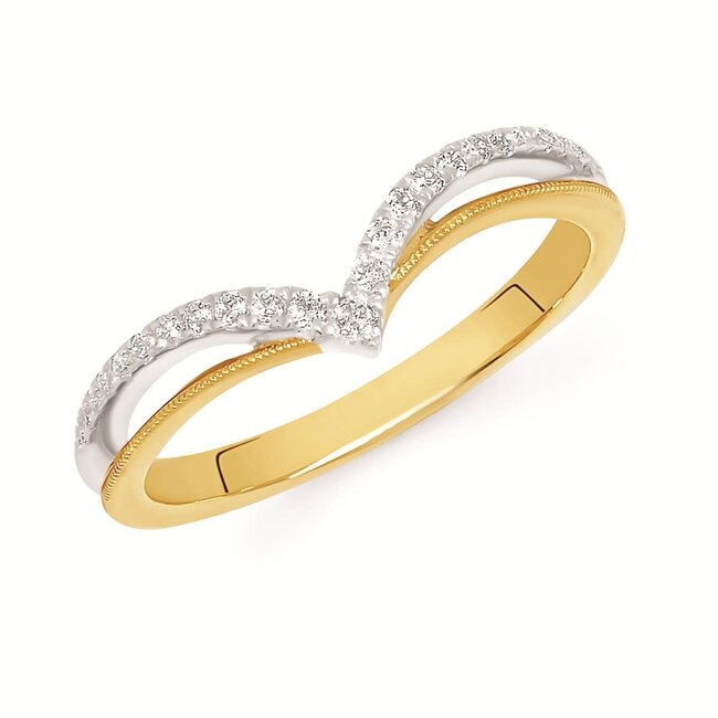 Diamond (0.16 ctw) bridal wrap 14k white & yellow gold 2.3 gr