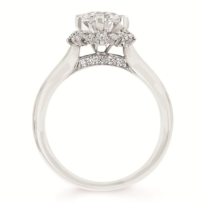 Diamond (0.28 ctw) halo setting w/ CZ ctr 14k white gold 5.1 gr