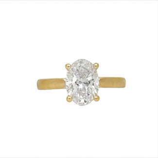 LAB GROWN Diamond (2 ct) oval solitaire H/SI2 14k yellow gold 3.7 gr