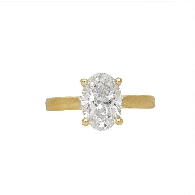 LAB GROWN Diamond (2 ct) oval solitaire H/SI2 14k yellow gold 3.7 gr