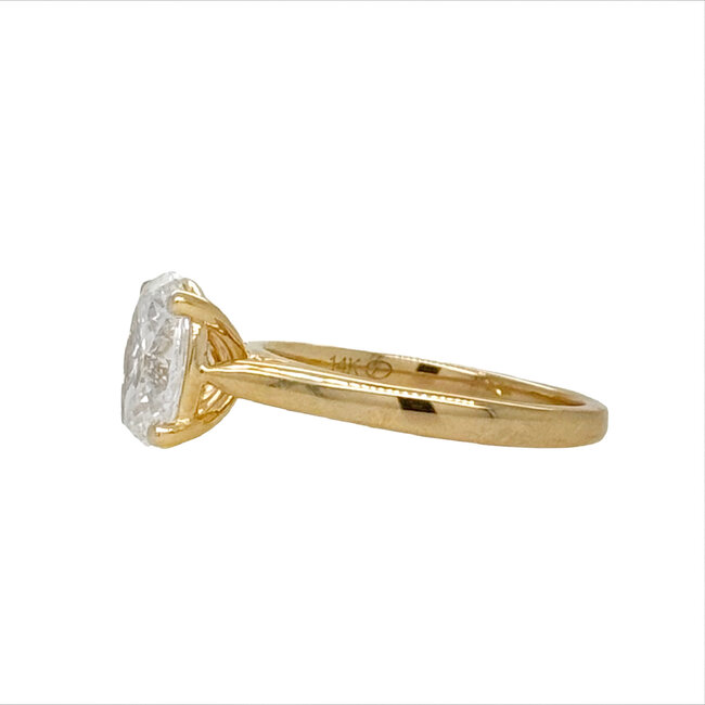 LAB GROWN Diamond (2 ct) oval solitaire H/SI2 14k yellow gold 3.7 gr
