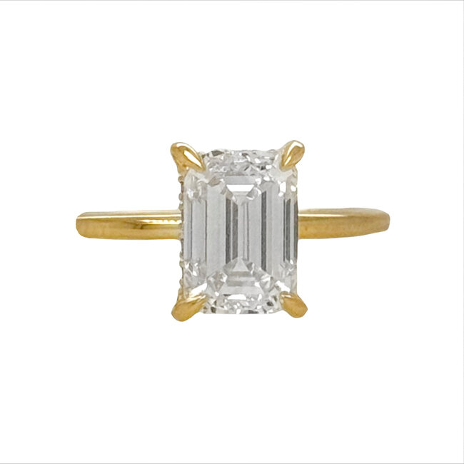 LAB GROWN Diamond (2.03 ct) emerald cut solitaire H/SI2 14k yellow gold 2.9 gr