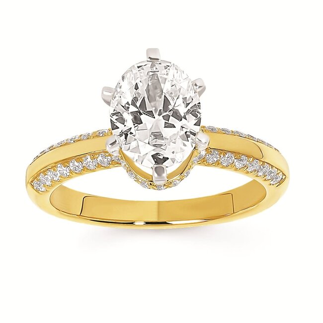 Diamond (0.32 ctw) setting w/CZ ctr 14k yellow gold 4.5 gr