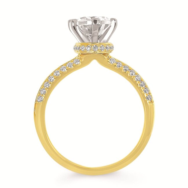 Diamond (0.32 ctw) setting w/CZ ctr 14k yellow gold 4.5 gr