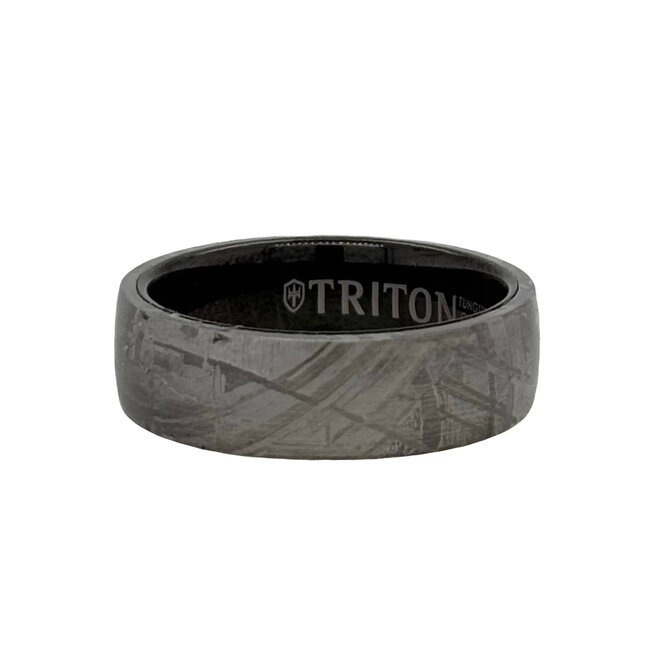 Tungsten & meteorite flat edge band
