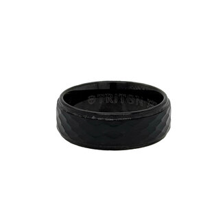 Tungsten black hammered center band, size 10