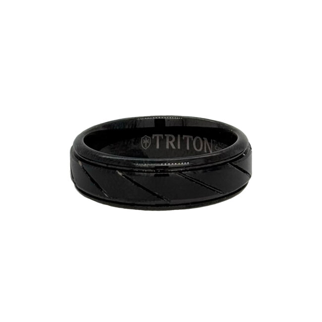 Tungsten black carbide diagonal cut band, size 10