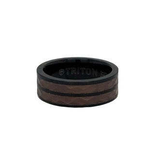 Tungsten, hammered finish, black and brown band