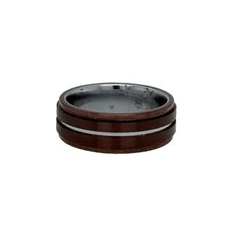 Tungsten white & brown brush finish flat edge band