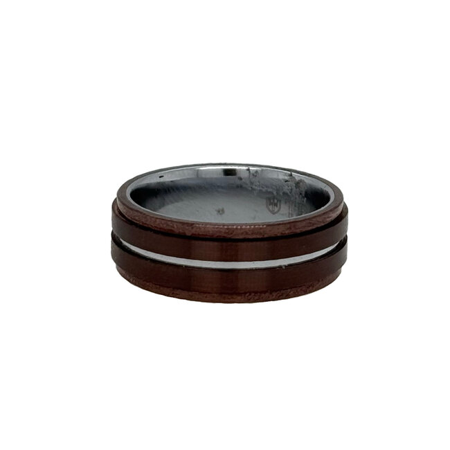 Tungsten white & brown brush finish flat edge band