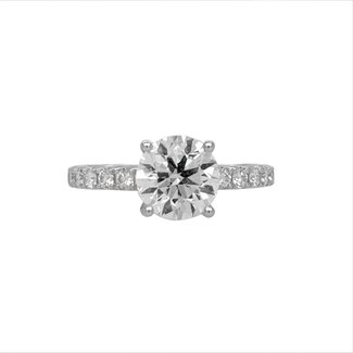 LAB GROWN Diamond (2.03 ct)& natural diamond (0.38 ctw) H/SI2 ring 14k white gold