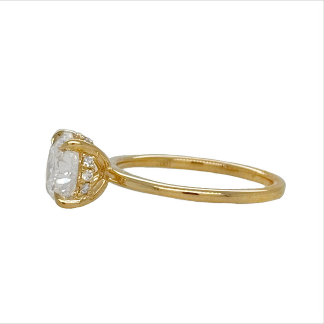 LAB GROWN Diamond (2.0 ct) round hidden halo G/SI2 solitaire 14k yellow gold 2.8 gr
