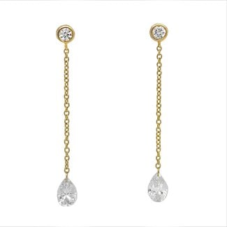 LAB GROWN Diamond (0.62 ctw) pear shape drop earrings 14k yellow gold