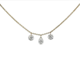 LAB GROWN Diamond (0.76ctw) 3 stone necklace 14k yellow gold