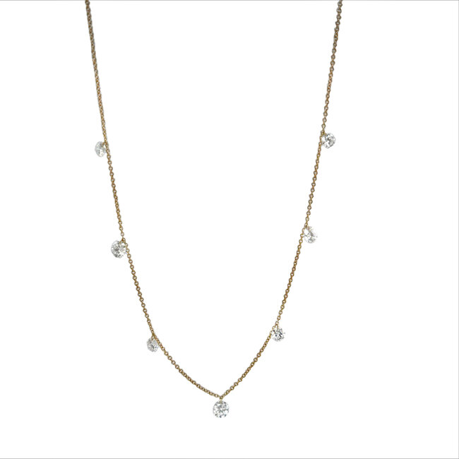 LAB GROWN Diamond (1.43 ctw) 7 stone necklace 14k yellow gold