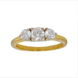 Estate diamond (1.00 ctw)  3 stone ring 14k white & yellow gold 3.0 gr