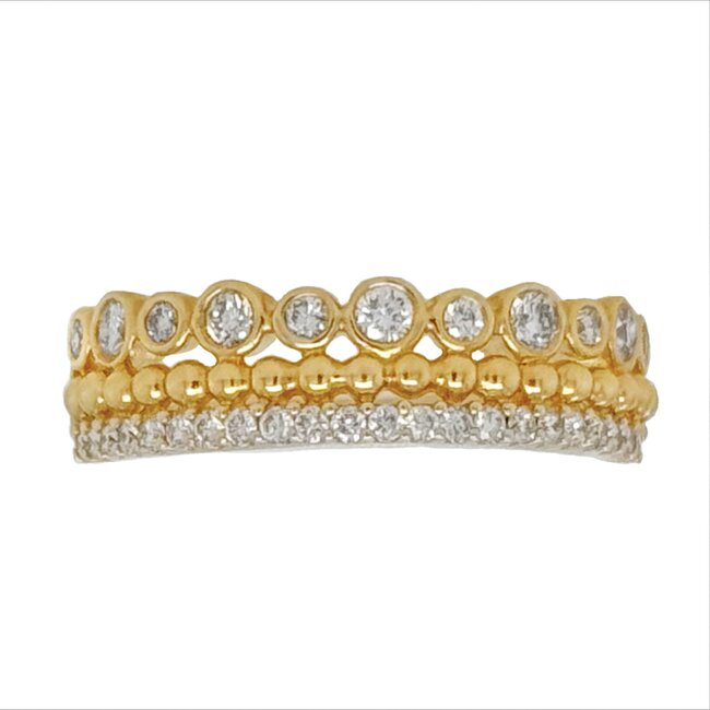 Diamond (0.44 ctw) 3 row band 14k yellow gold 3.7 gr