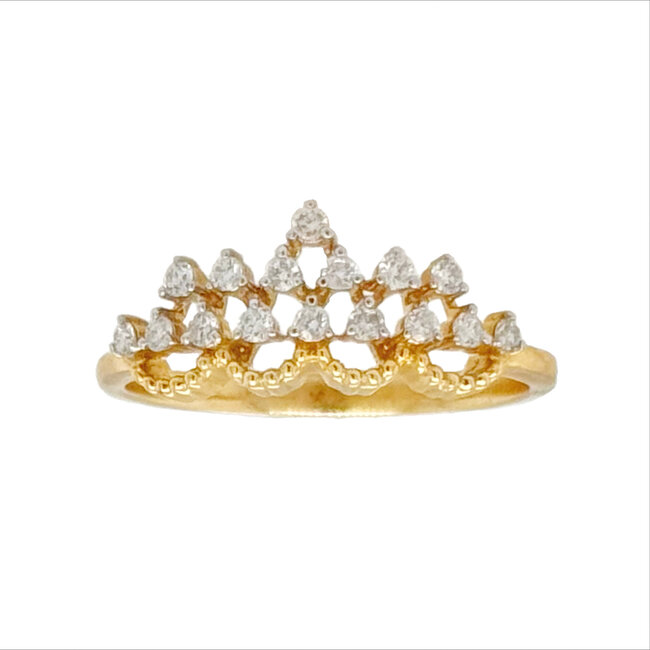 Diamond (0.20 ctw) crown cluster ring 14k yellow gold 2.0 gr