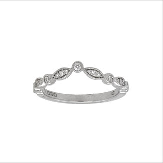 Diamond (0.26 ctw) vintage contour band 14k white gold 2.9 gr