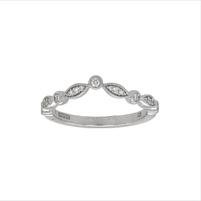 Diamond (0.26 ctw) vintage contour band 14k white gold 2.9 gr