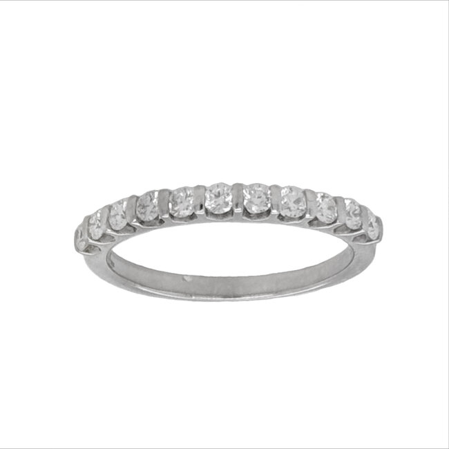 Diamond (0.38 ctw) bar prong set band, 14k white gold 1.86 grams