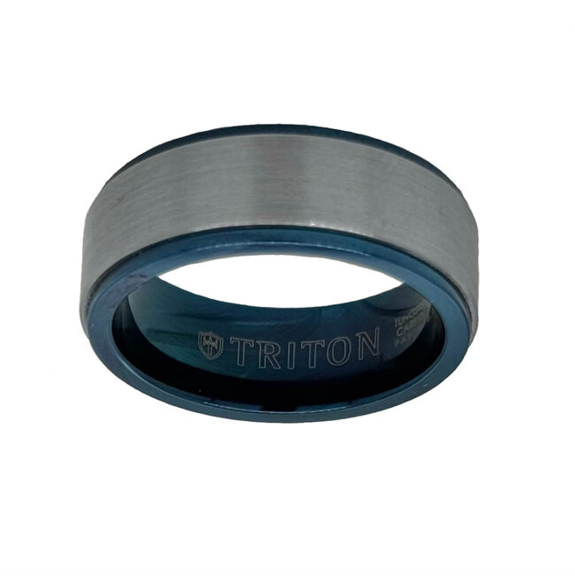 Tungsten blue & white brush finish step edge band