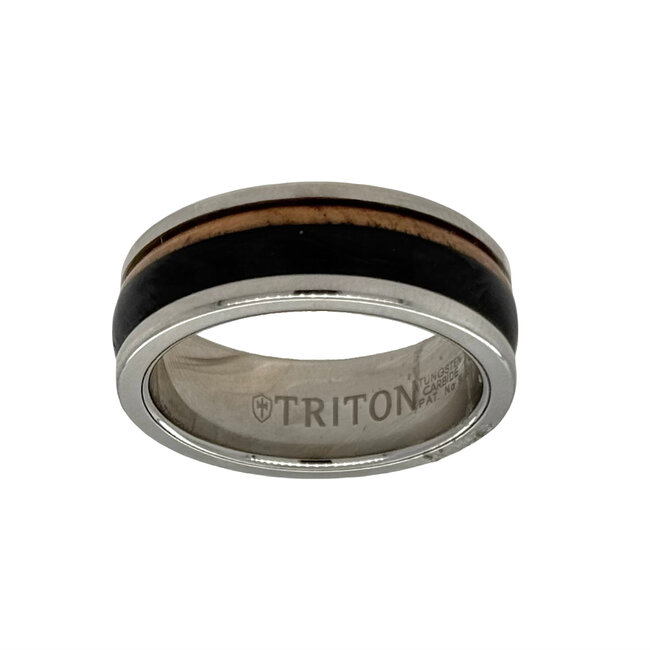 White Tunsten carbon fiber wood band