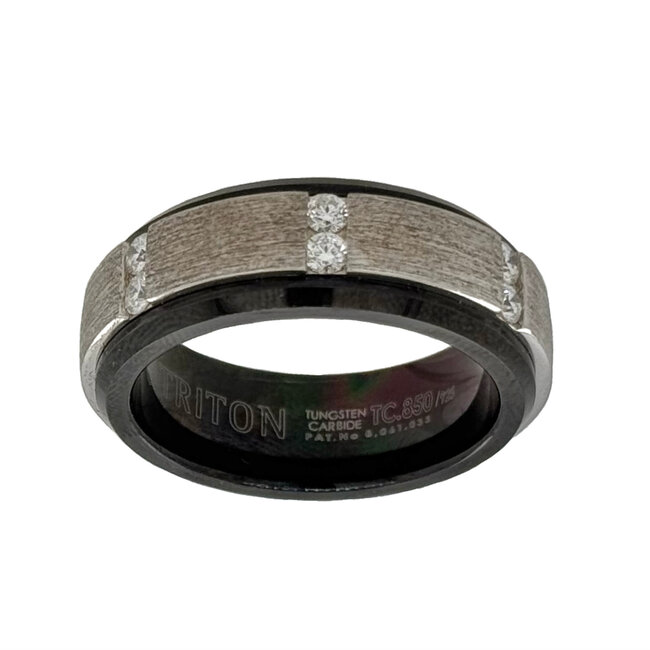 Tungsten black & silver, diamond (0.63ctw)  band, size 10