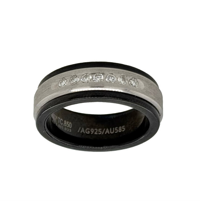Diamond (0.25 ctw) tungsten & 14k white gold band, size 10
