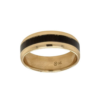 7mm 14k yellow gold bevel high polish finish w/ebony wood size 10