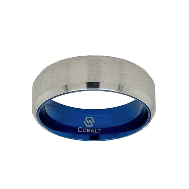 7mm cobalt bevel satin finish w/ blue anodized sleeve sz 10
