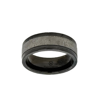 8mm zirconium flat high polish w/gibeon meteorite inlay sz 10